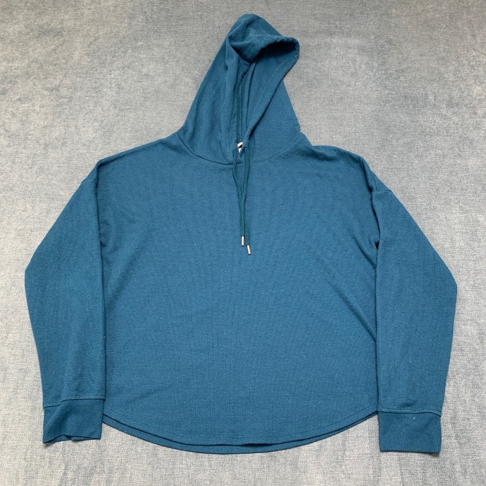 Victoria's Secret Hoodie Womens Medium Deep Turquoise Waffle Knit Relaxed Fit